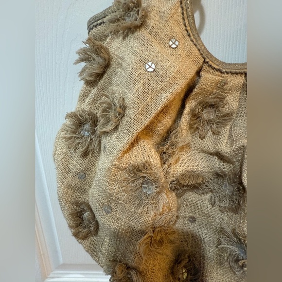 Sigrid Olsen Cotton Metallic Accent Linen Shoulder Bag Slouchy Design 16x10 - Picture 3 of 11